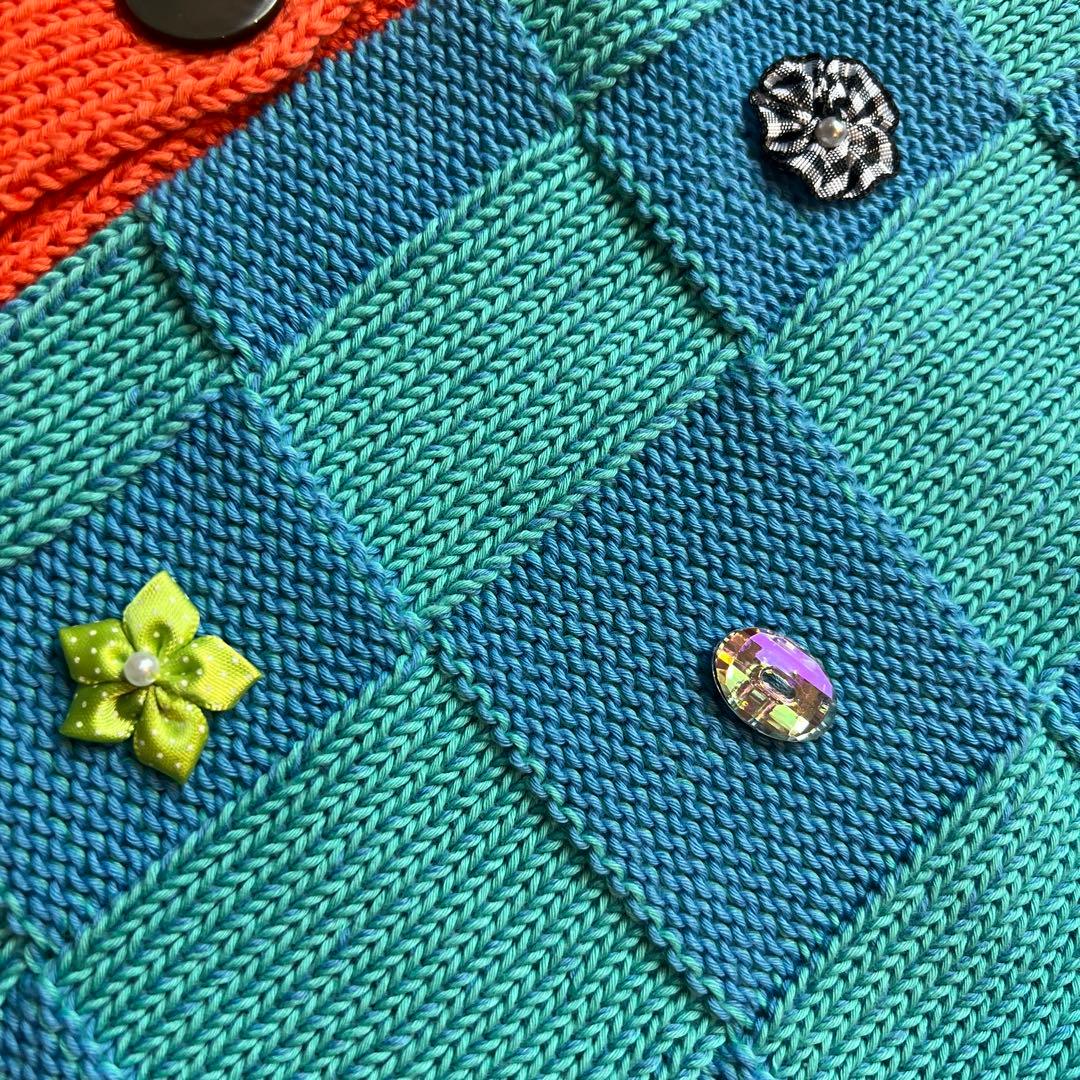 yanyan カラフル ニットベスト チェック柄