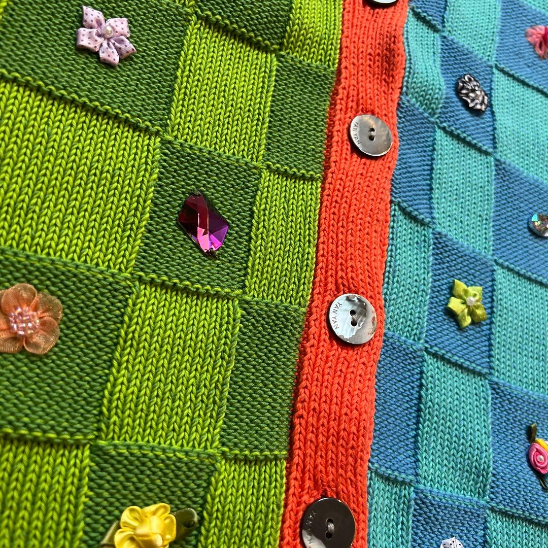 yanyan カラフル ニットベスト チェック柄