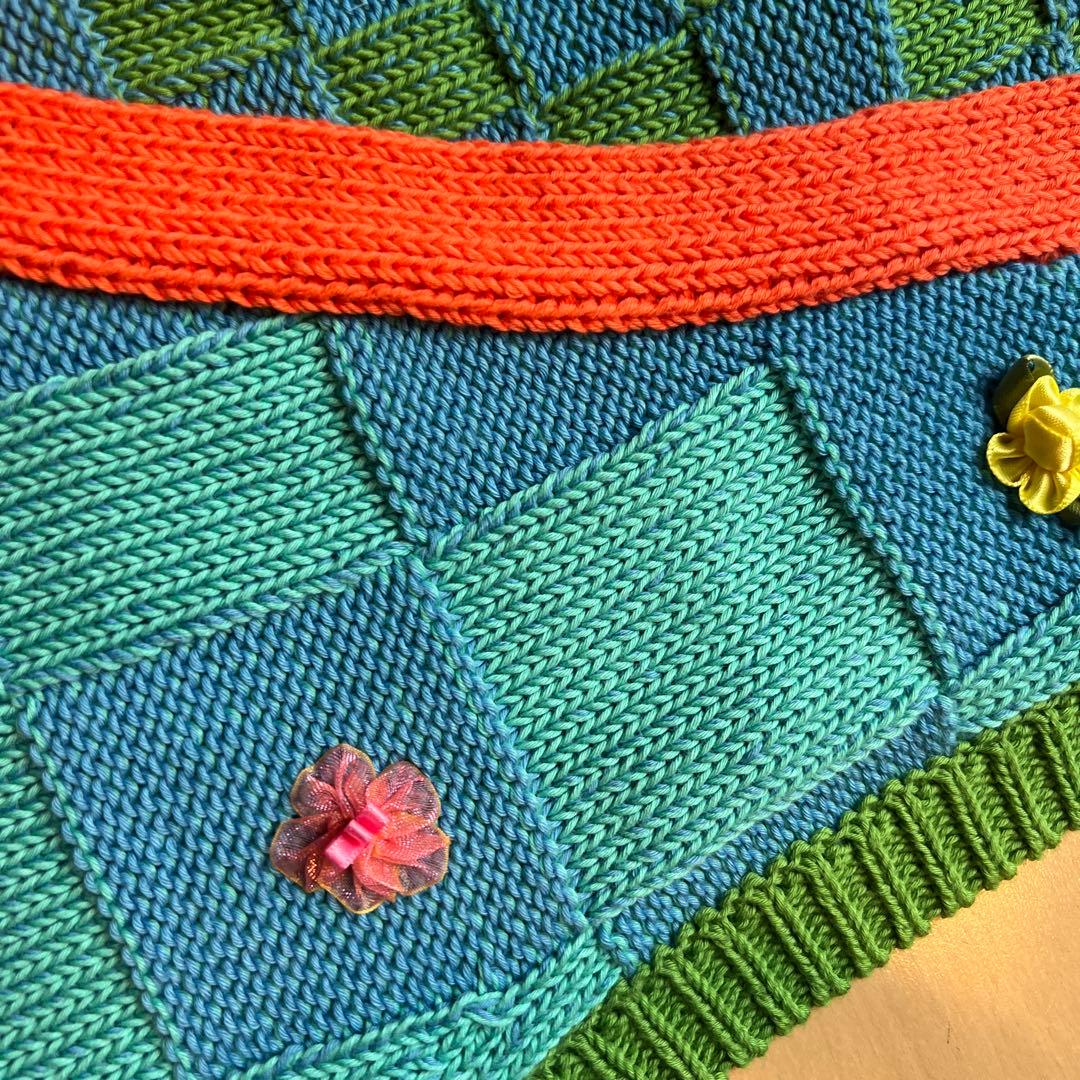 yanyan カラフル ニットベスト チェック柄