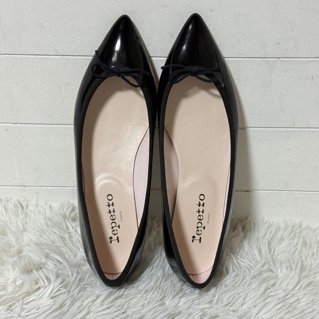 未使用級✨レペット　ブリジット　エナメル　ポインテッドトゥ　39 1/2 黒