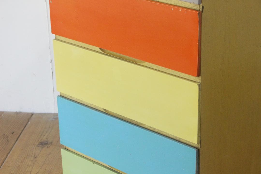 レトロ ベビーチェスト 箪笥 タンス 衣料 収納 引き出し 抽斗 5杯 木製 A