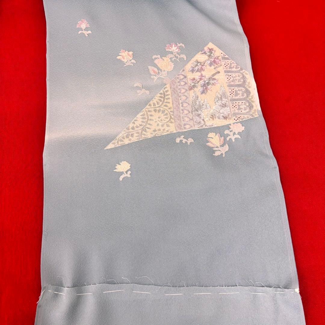 色無地反物　蘇州刺繍 未使用　アイスブルー
