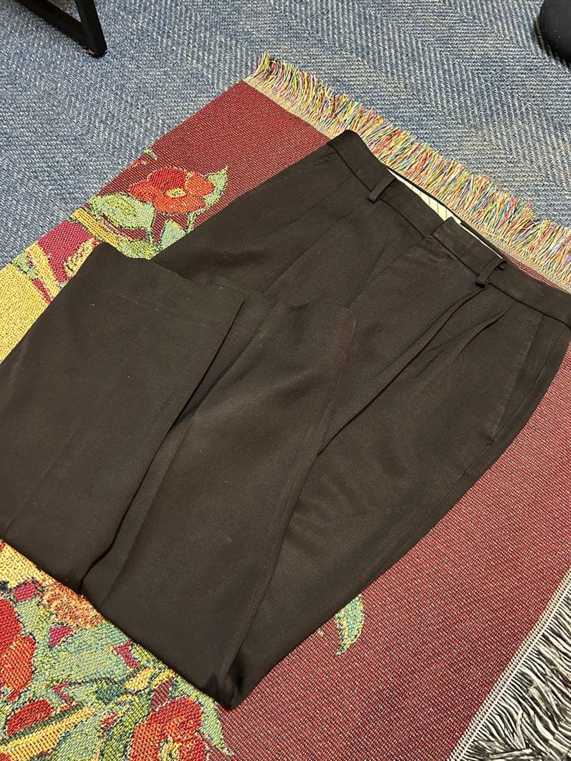 50s〜60s レーヨンウールギャバジンスラックス　両爪　ブラック　着画あり