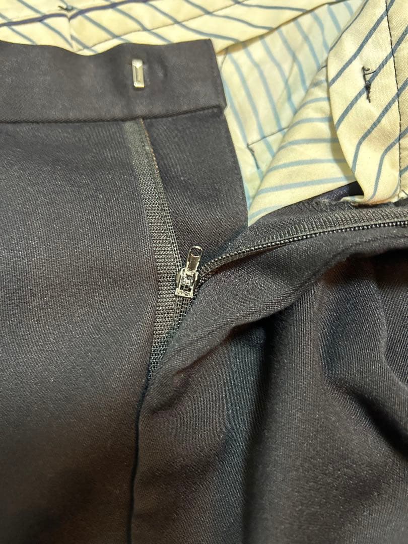 50s〜60s レーヨンウールギャバジンスラックス　両爪　ブラック　着画あり