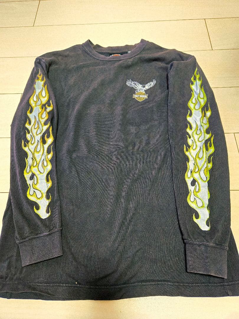 激レアイエローフレイム！Harley-Davidson 長袖カットソー ドラゴン