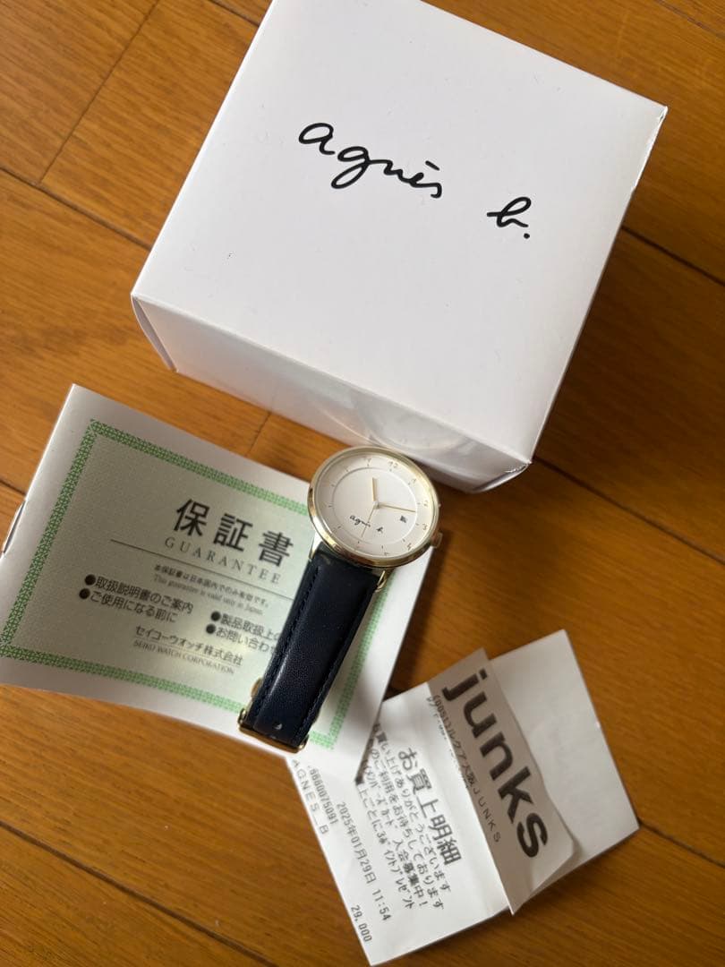 agnis b. アナログ腕時計 ホワイト/ネイビー