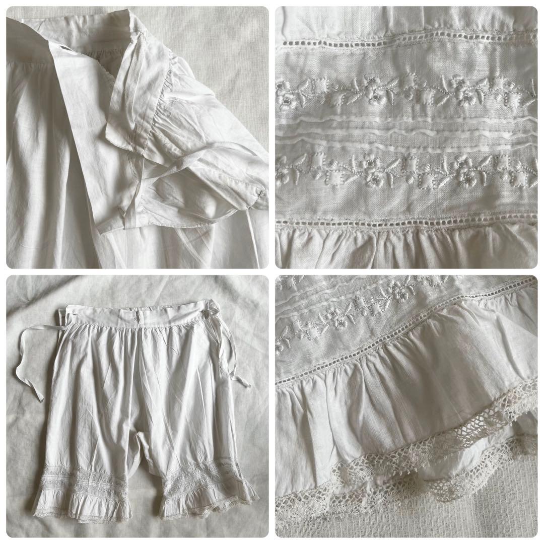 フランスアンティーク ドロワーズ コットンパンツ