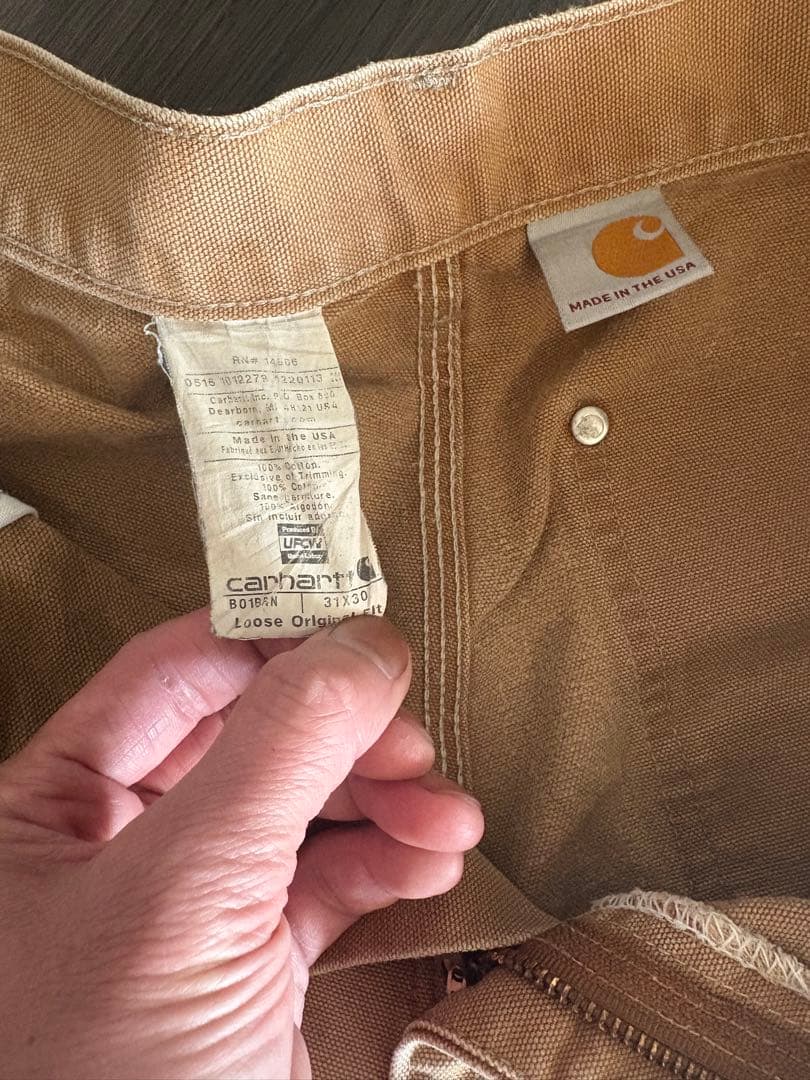希少 USA製 ビンテージ カーハート ダブルニー ペインターパンツ ベージュ