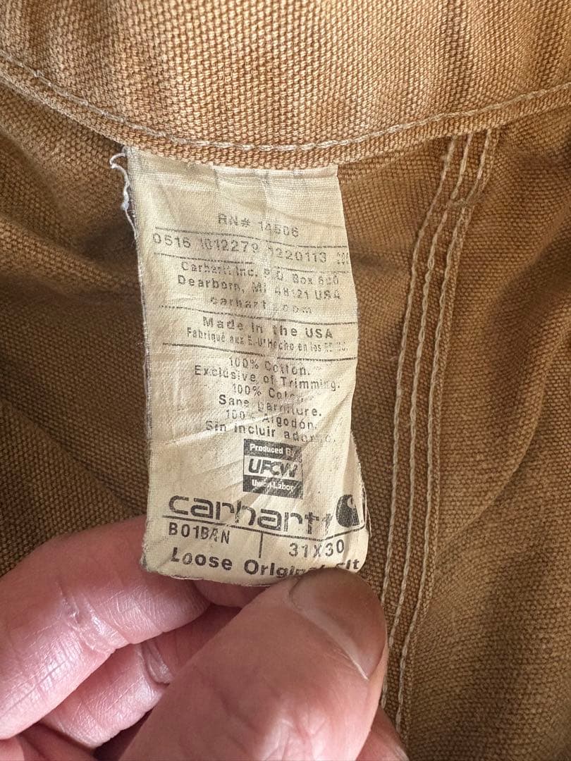 希少 USA製 ビンテージ カーハート ダブルニー ペインターパンツ ベージュ