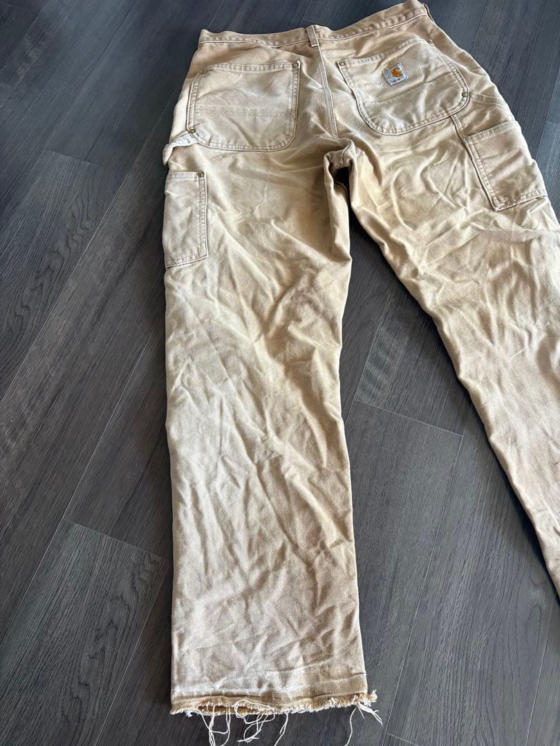 希少 USA製 ビンテージ カーハート ダブルニー ペインターパンツ ベージュ