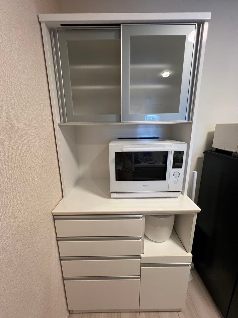 [幅90cm] キッチンボード レジューム90AG-S WH/90QH-R WH