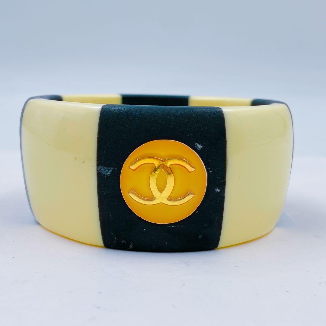 9EM102 CHANEL シャネル バングル ヴィンテージ ココ ストライプ