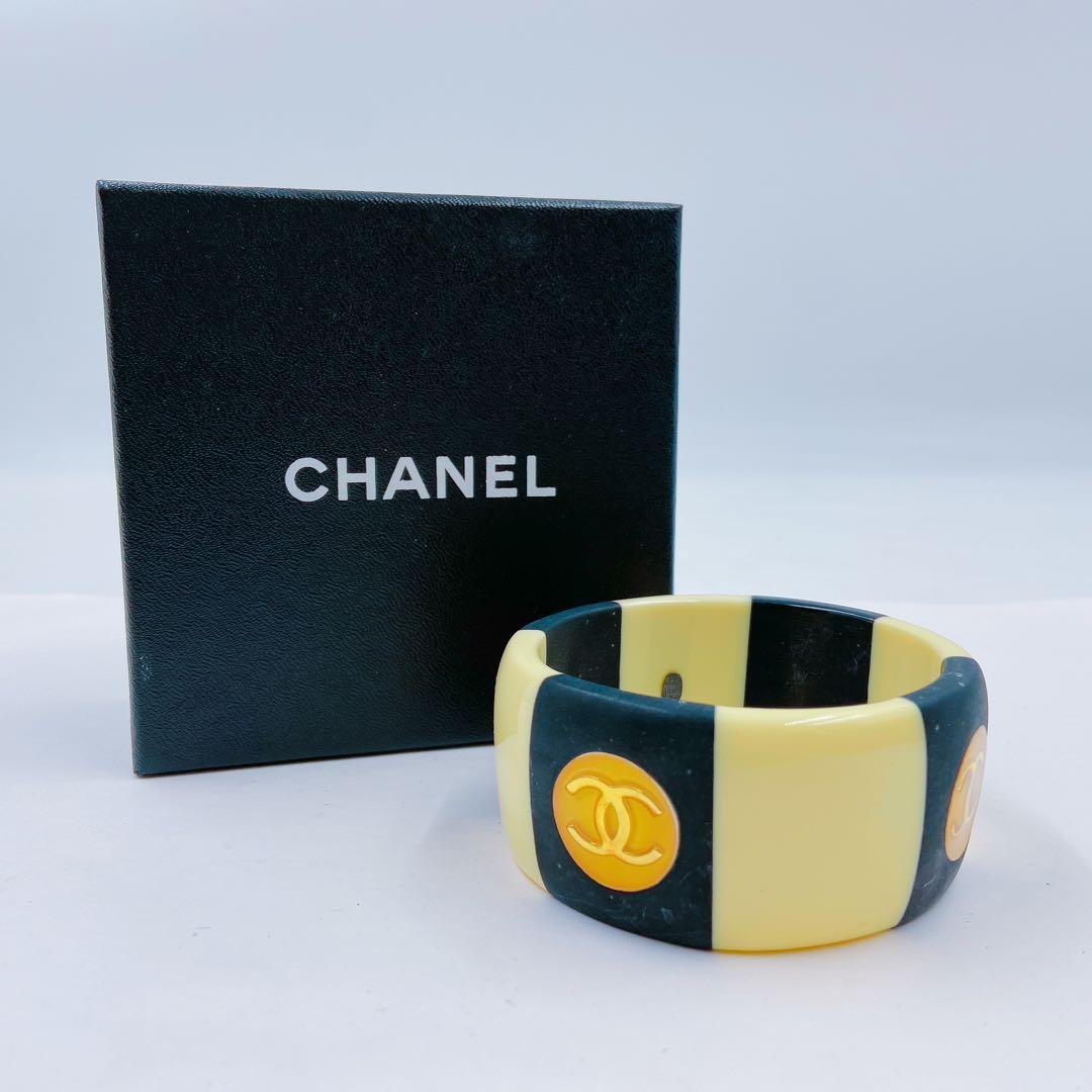 9EM102 CHANEL シャネル バングル ヴィンテージ ココ ストライプ