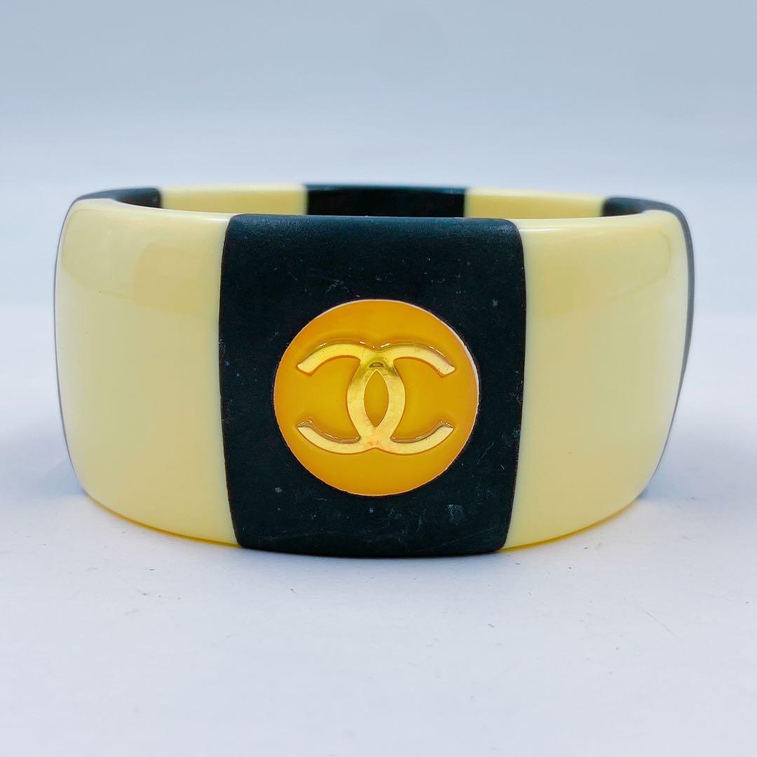 9EM102 CHANEL シャネル バングル ヴィンテージ ココ ストライプ