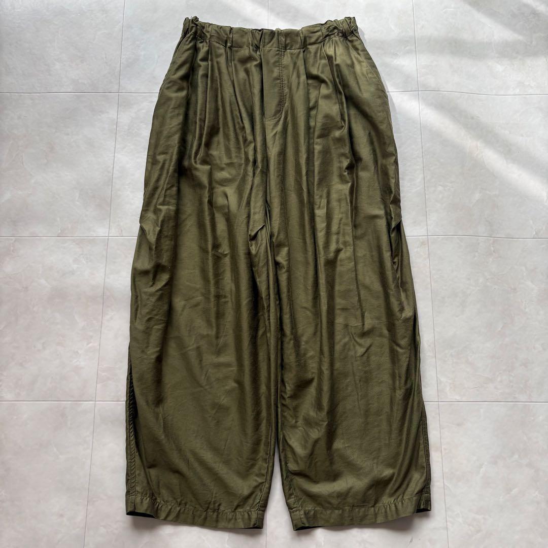 mizuiroind ミズイロインド モールスキン ワイドカーゴパンツ カーキ