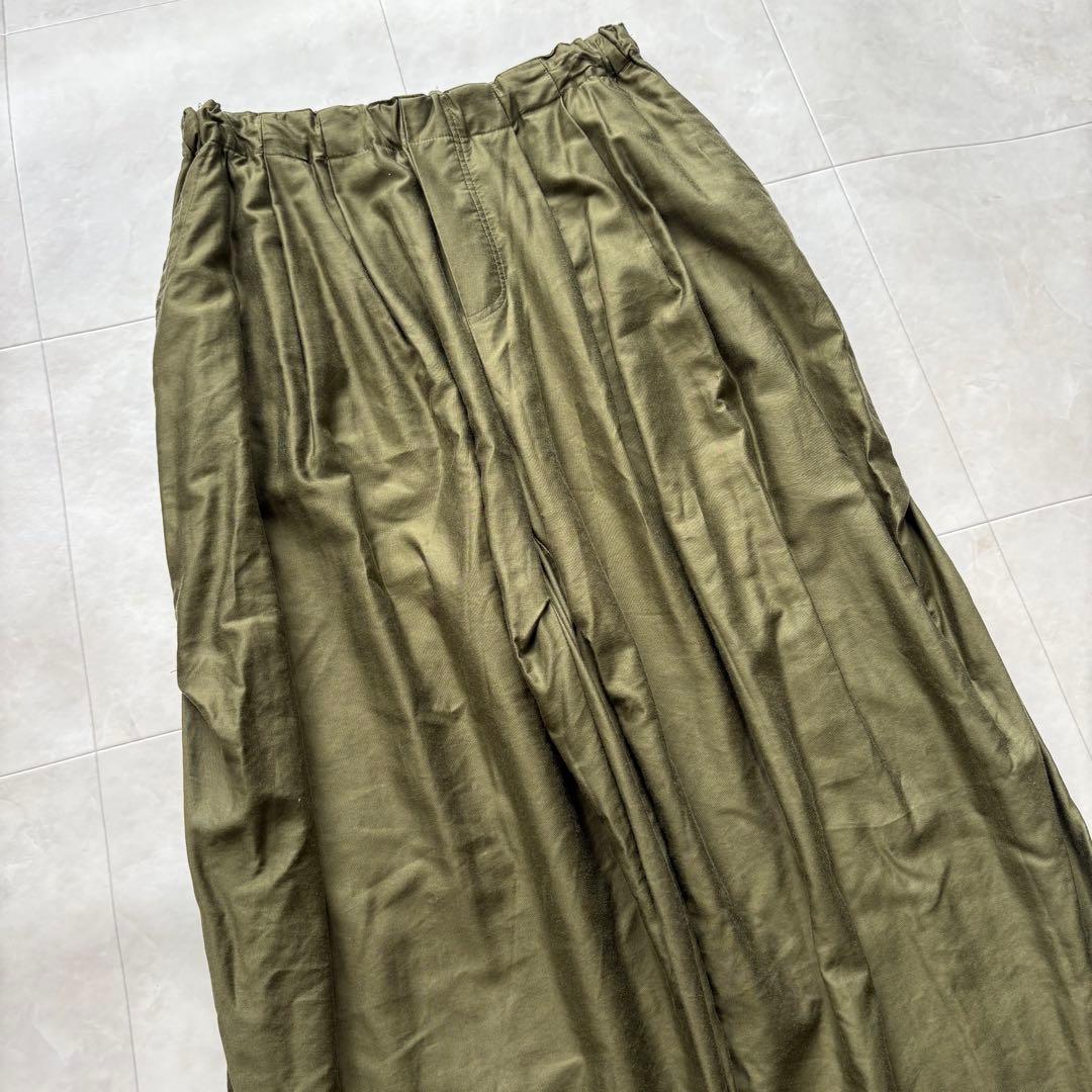 mizuiroind ミズイロインド モールスキン ワイドカーゴパンツ カーキ