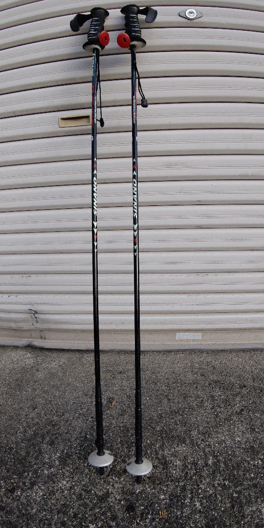 スキー用ストック 黒 赤