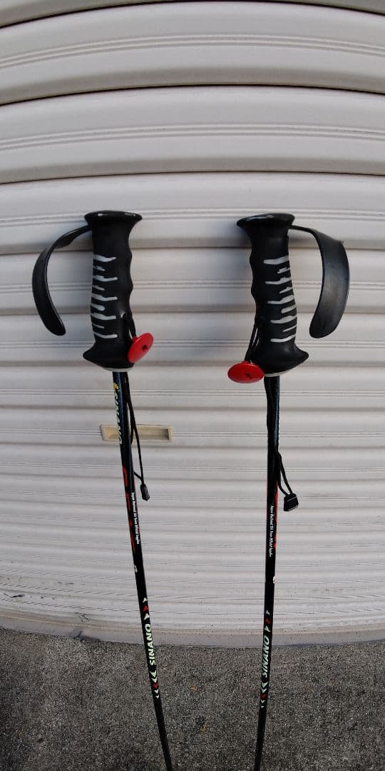 スキー用ストック 黒 赤