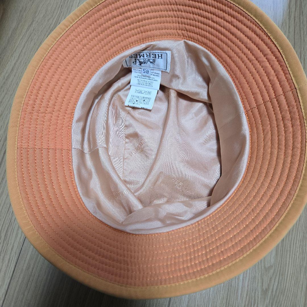 未使用　エルメス　帽子　H柄　オレンジ　58【美品】