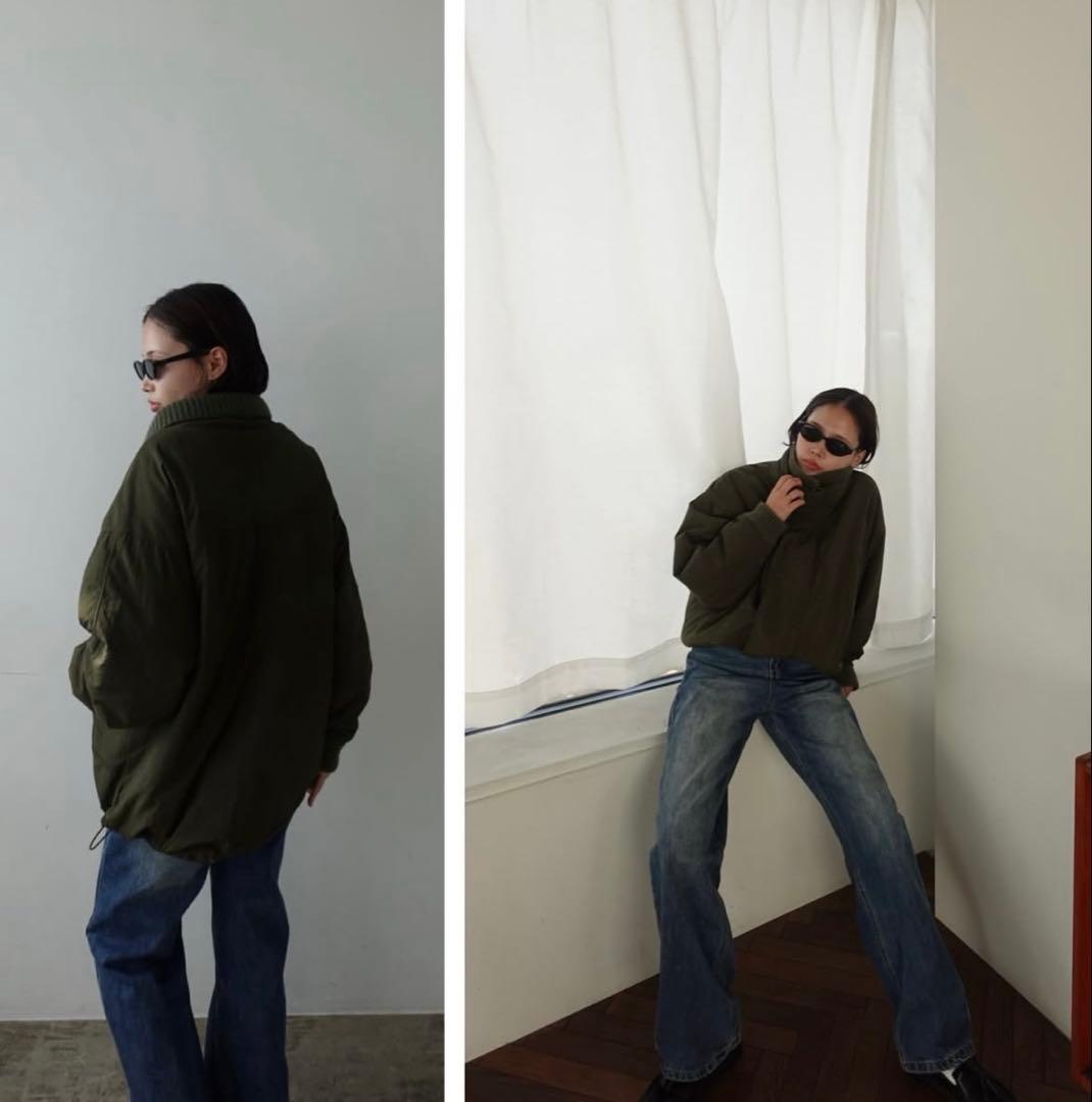 【mizoyayayoiコラボ】美品リブニットカラー中綿ジャケット