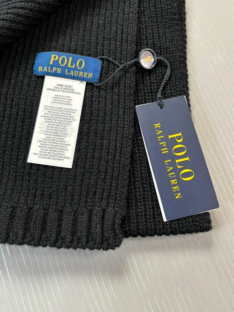 GIFTBOX入り今季ベアベア新品　ラルフローレン　マフラー　ポロベア　BK