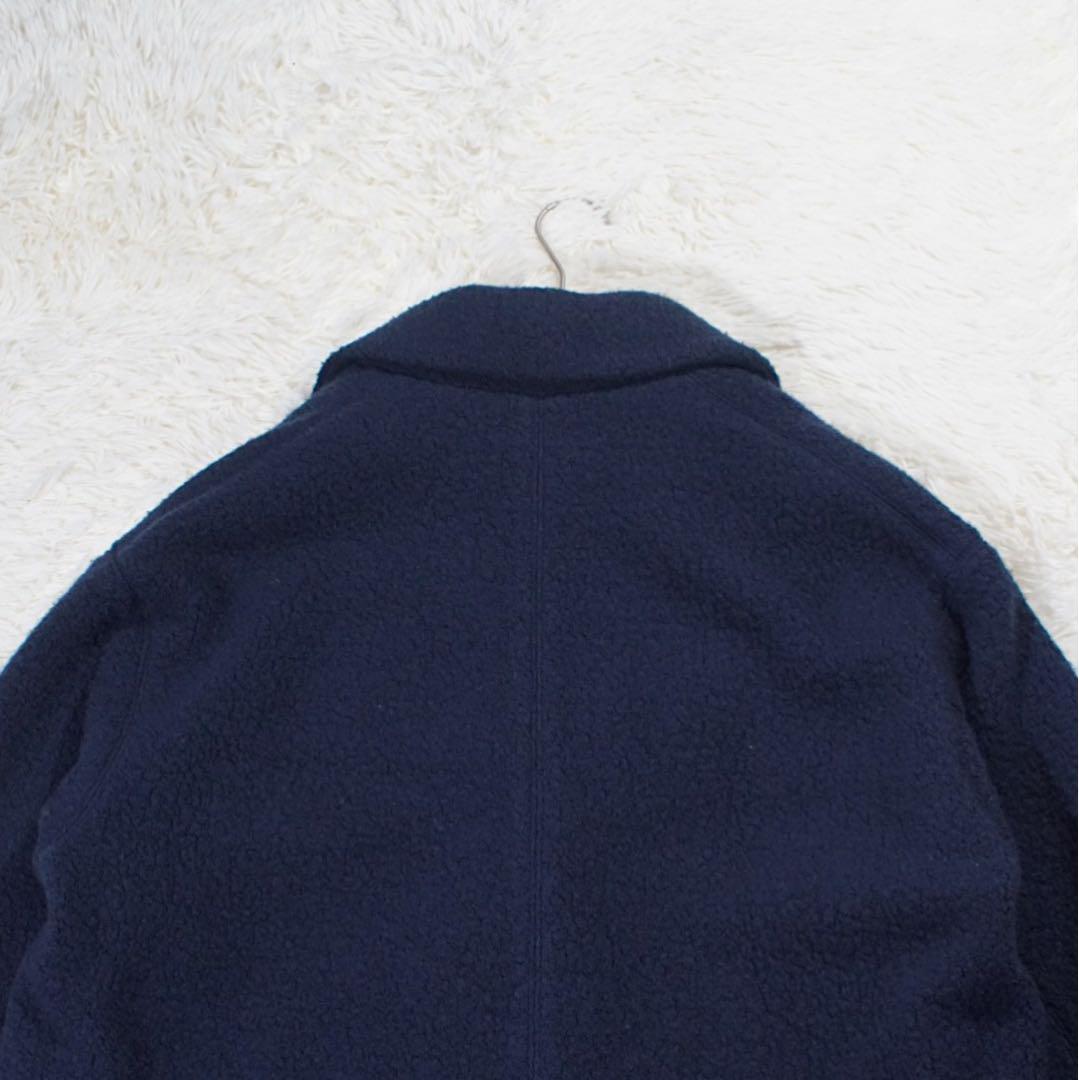 2023年 未使用《無印良品》ボアコート(L)紺 比翼仕立て 再生ウール 肉厚