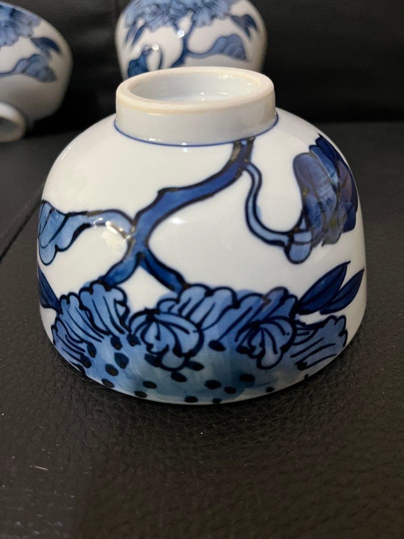 源右衛門窯 染付向日葵 飯碗5個 希少品