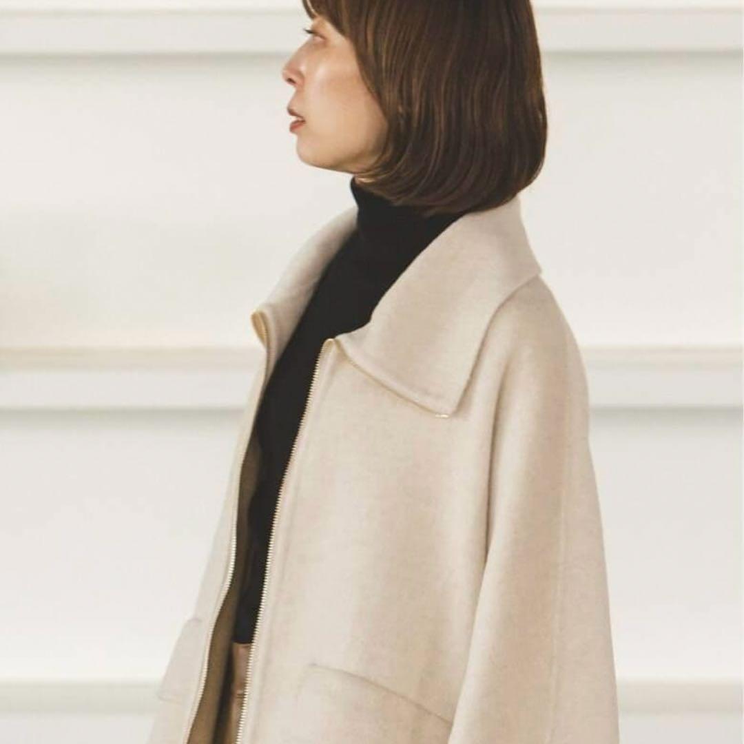 美品 Noble キャメルミックスリバージップコート 36