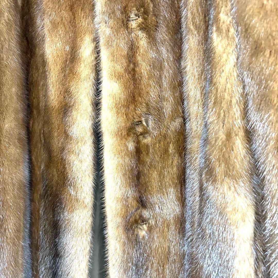 リアルファー 毛皮コート ミンク相当 ブラウン 11号 現状品