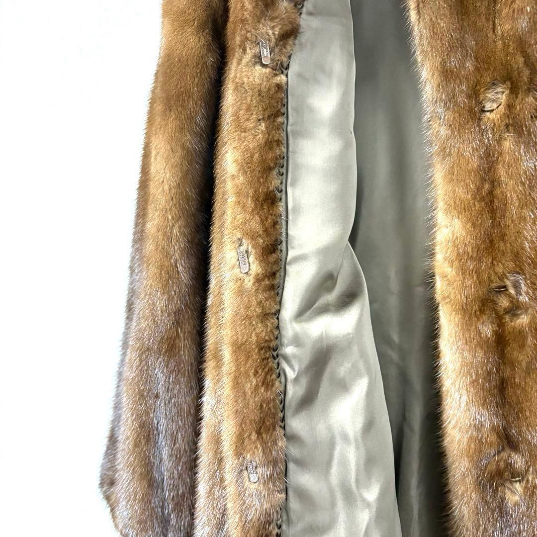 リアルファー 毛皮コート ミンク相当 ブラウン 11号 現状品