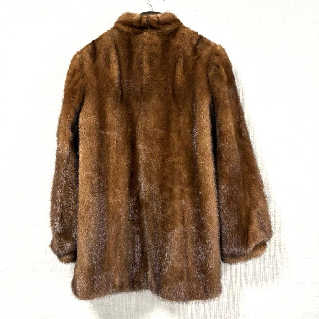 リアルファー 毛皮コート ミンク相当 ブラウン 11号 現状品