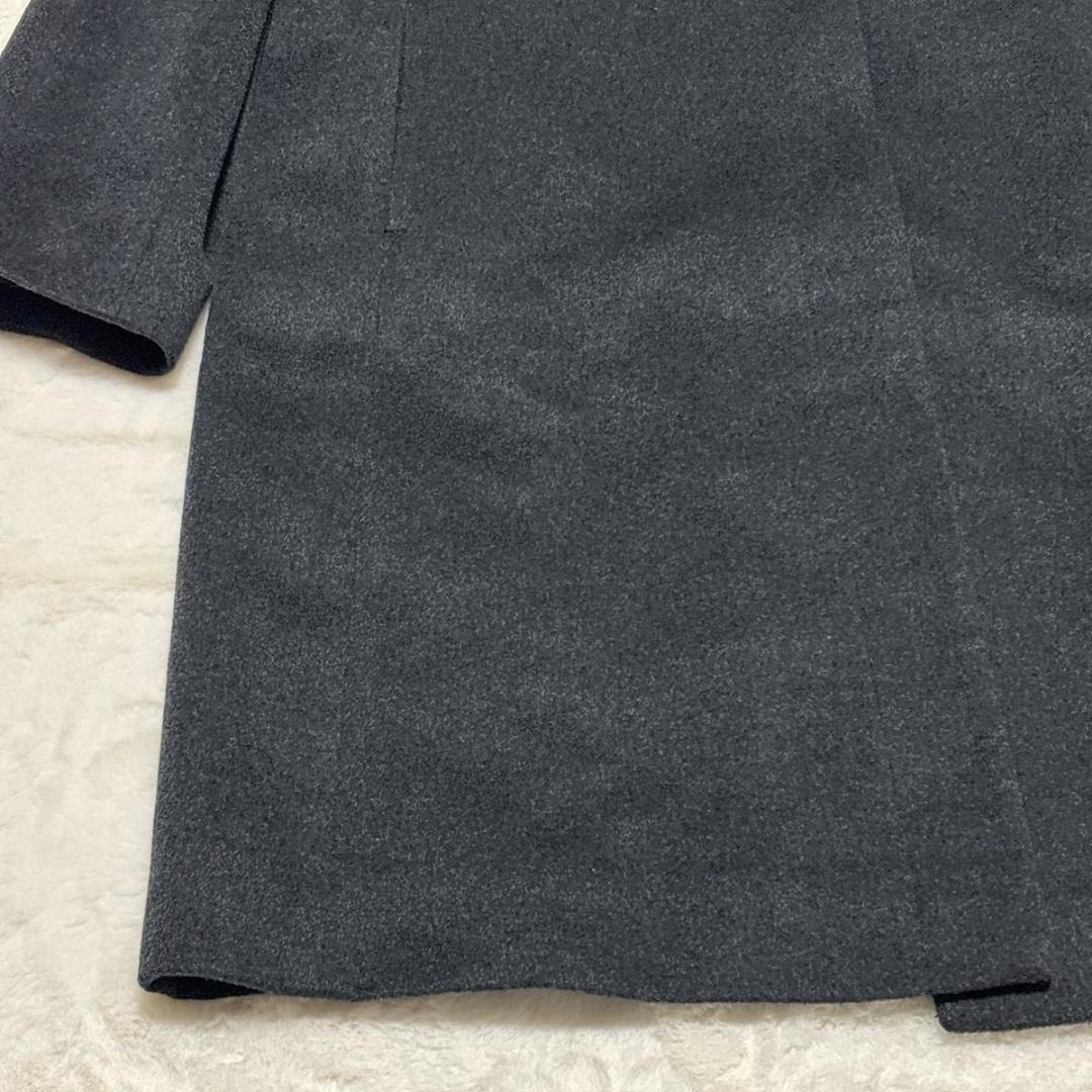 極美品 カシミヤ100 ロングコート フォックスファー Aライン ブラック