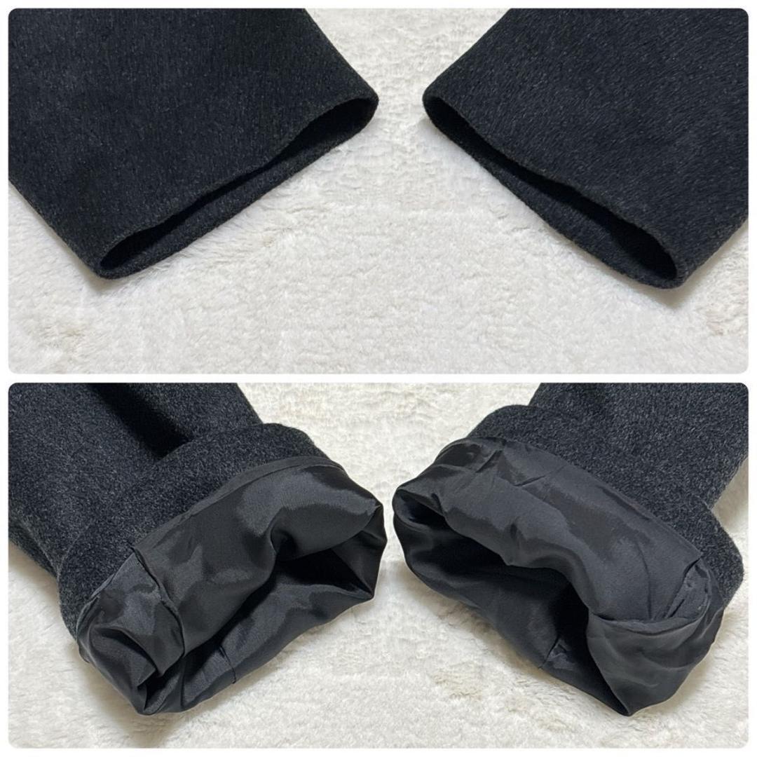 極美品 カシミヤ100 ロングコート フォックスファー Aライン ブラック