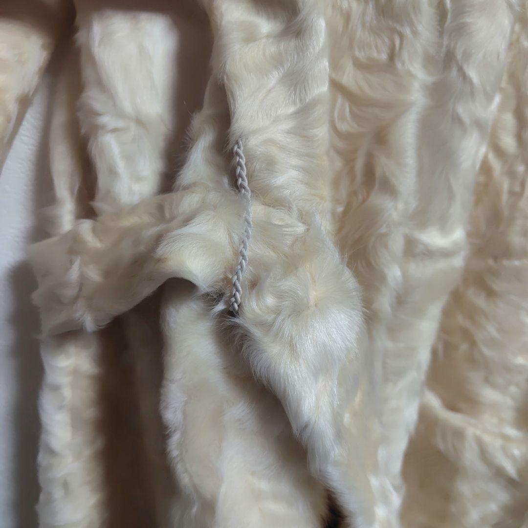 ミンク ファーコート　リアルファー　ベルト付き 七分袖 ミンク クリーム色