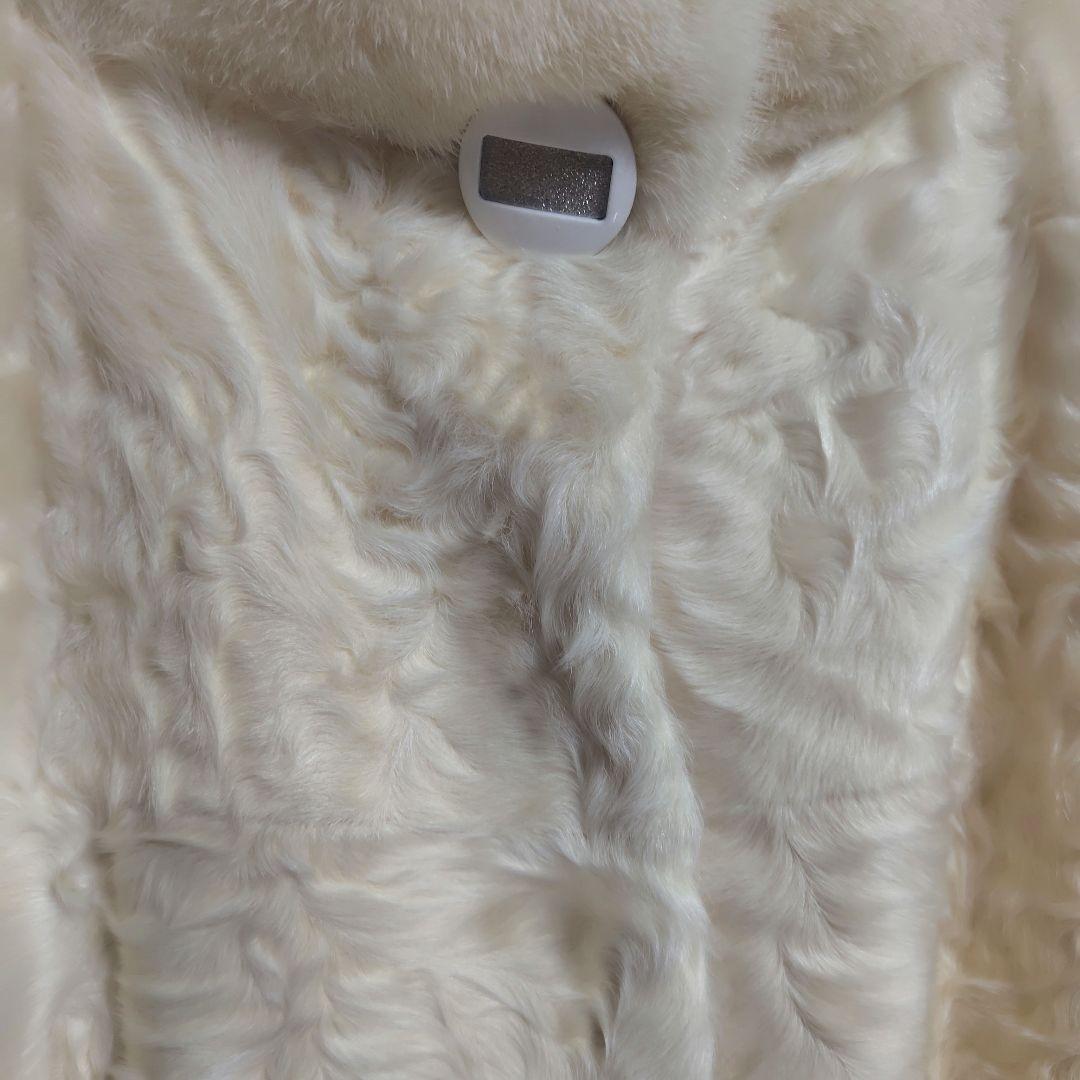 ミンク ファーコート　リアルファー　ベルト付き 七分袖 ミンク クリーム色