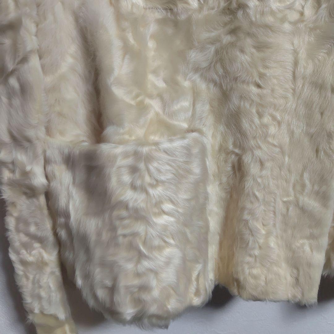 ミンク ファーコート　リアルファー　ベルト付き 七分袖 ミンク クリーム色