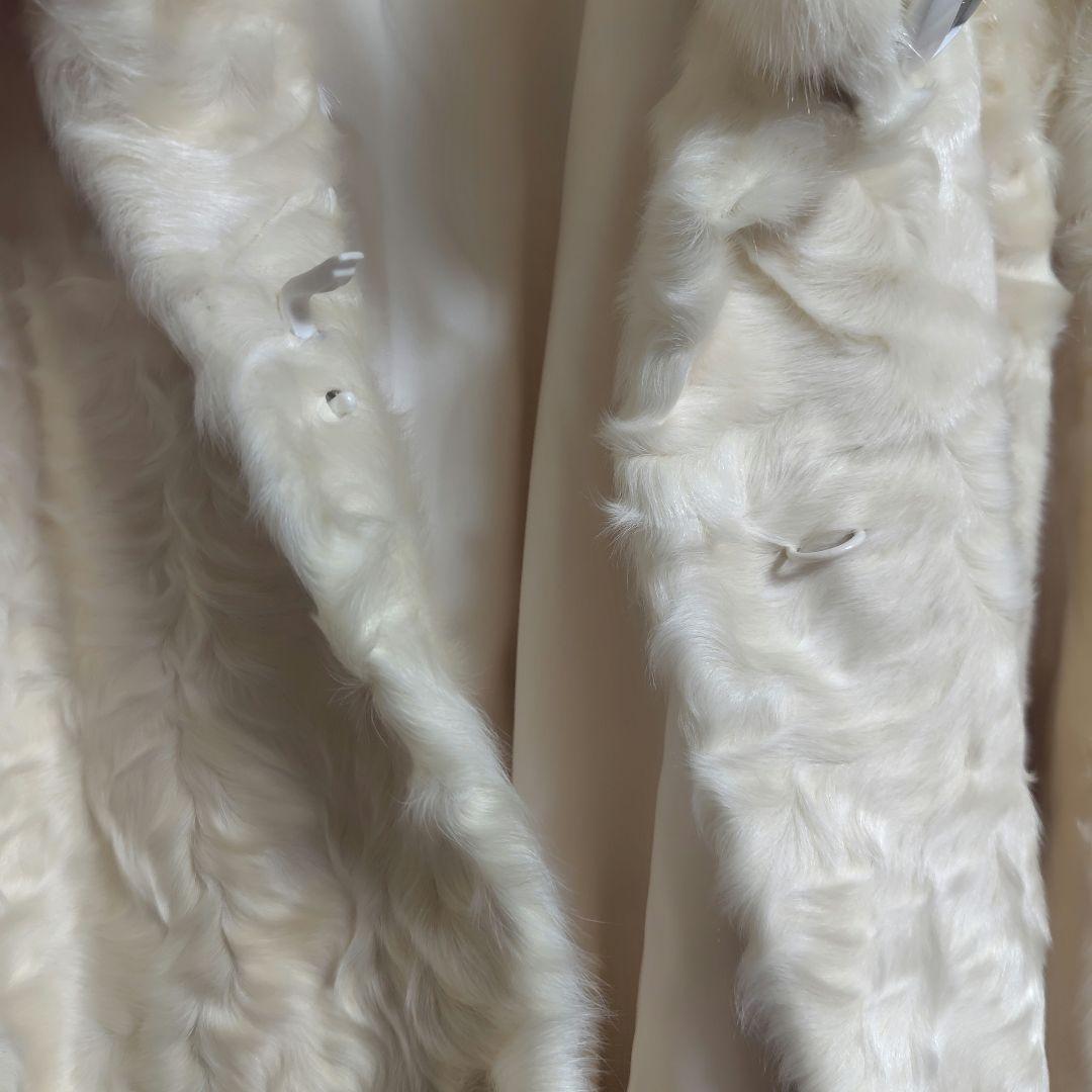 ミンク ファーコート　リアルファー　ベルト付き 七分袖 ミンク クリーム色