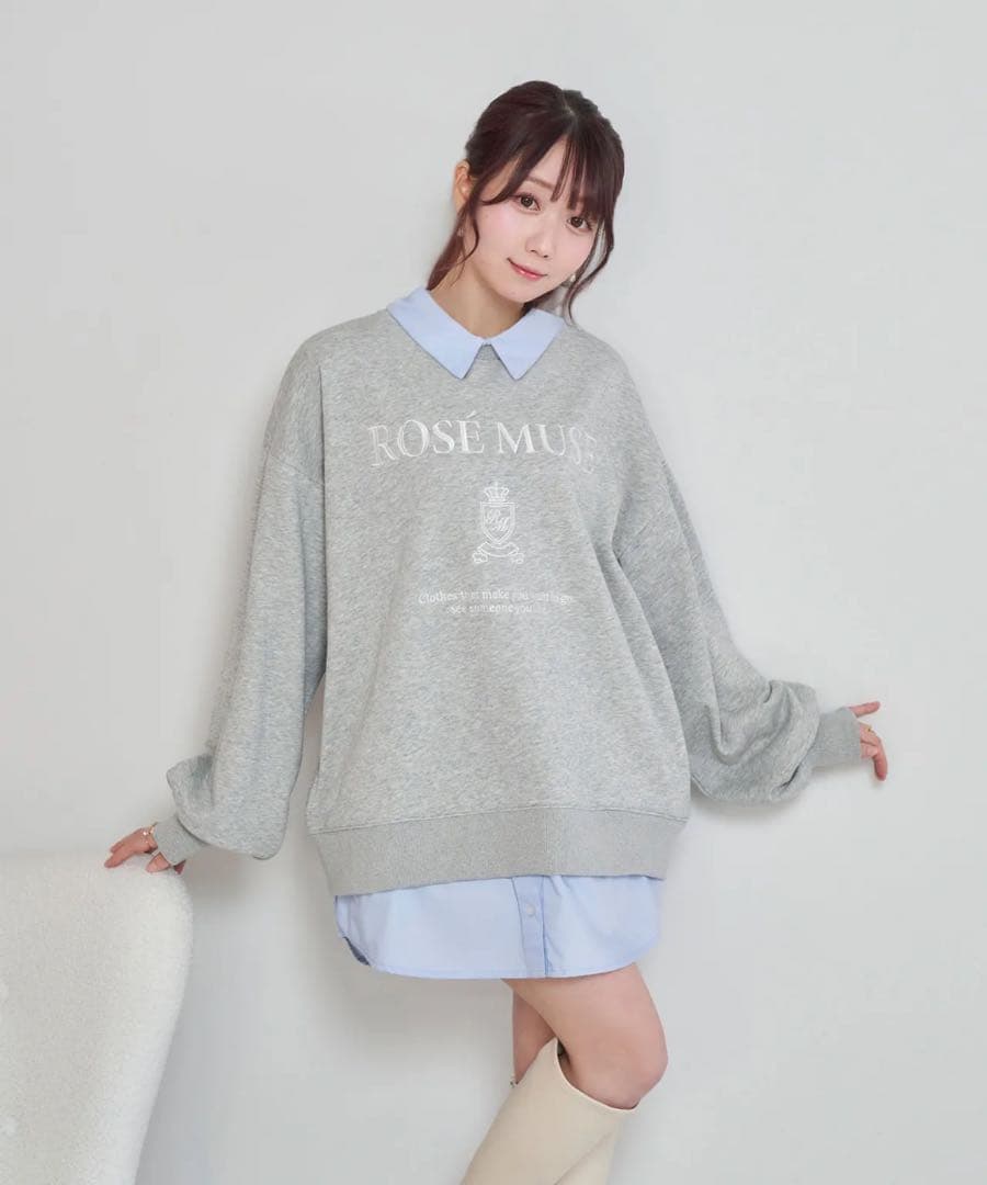 Rosé Muse ロゼミューズ ロゴレイヤード シャツスウェットトレーナー