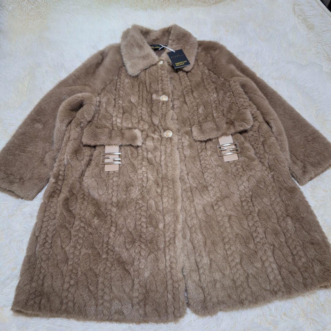 新品極美品可愛い❤ミンク 80％カシミヤ20％ファーコート 毛皮 厚手 イタリア