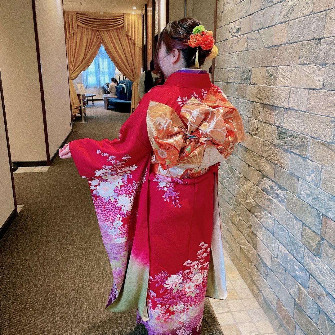 着用1回★振袖 5点フルセット 大きめサイズ 正絹