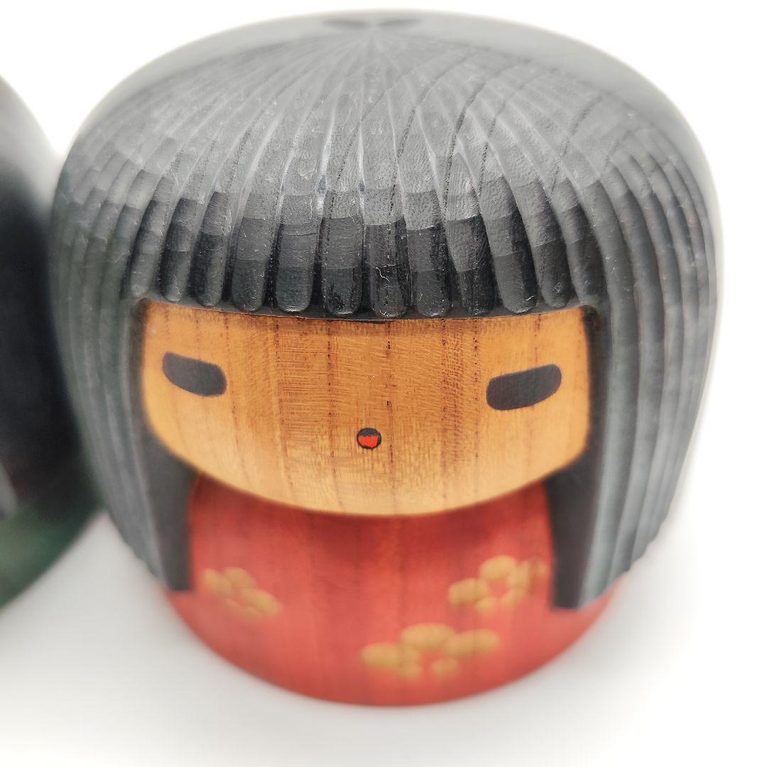 希少 山中三平 作 創作こけし 2体セット 陽春 お雛様 ひな祭り 梅の花 春