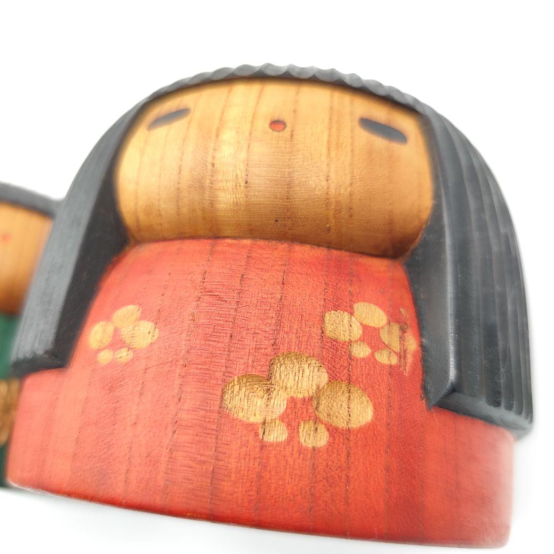 希少 山中三平 作 創作こけし 2体セット 陽春 お雛様 ひな祭り 梅の花 春