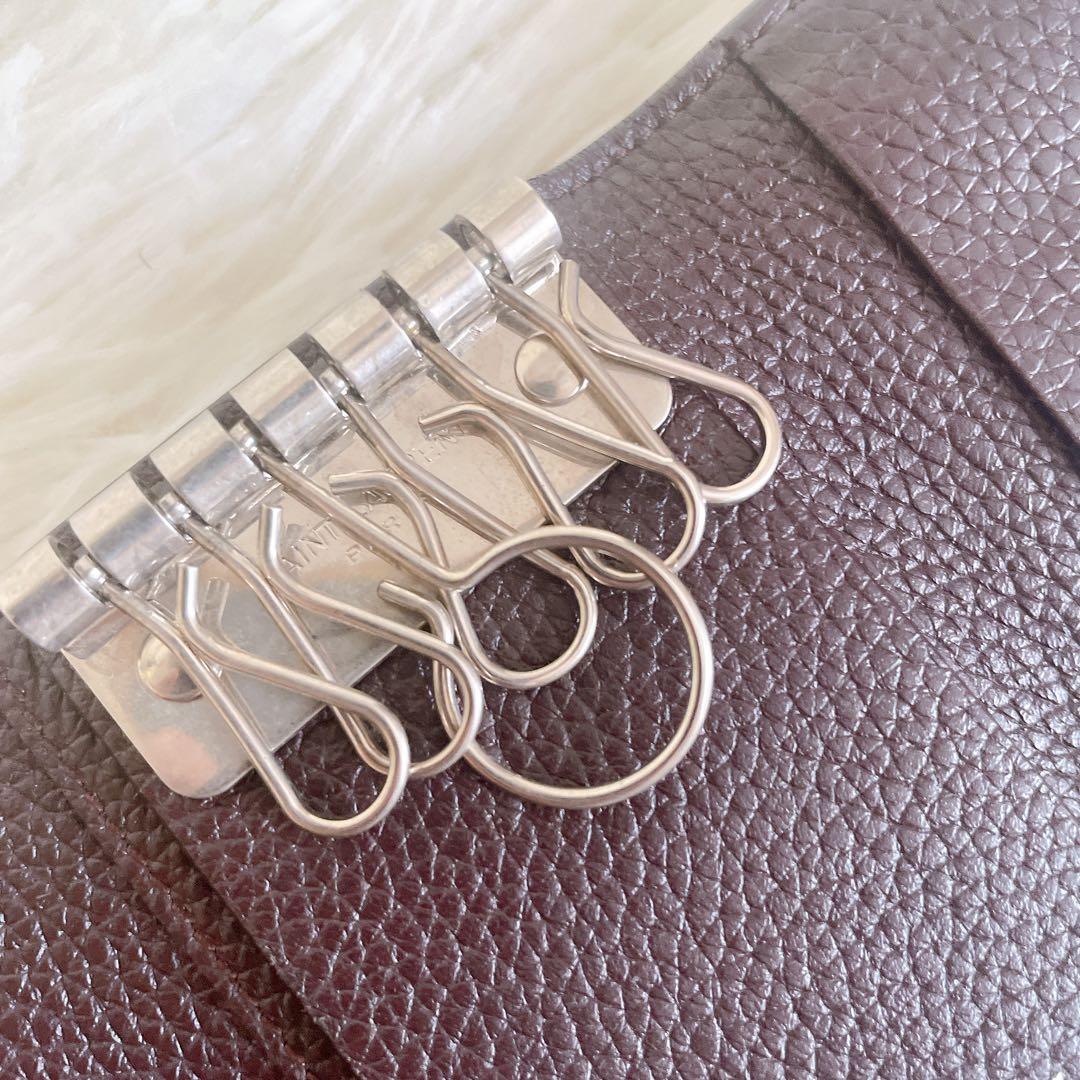 美品✨サンローラン　キーケース　6連　キーリング　レザー　ダークブラウン