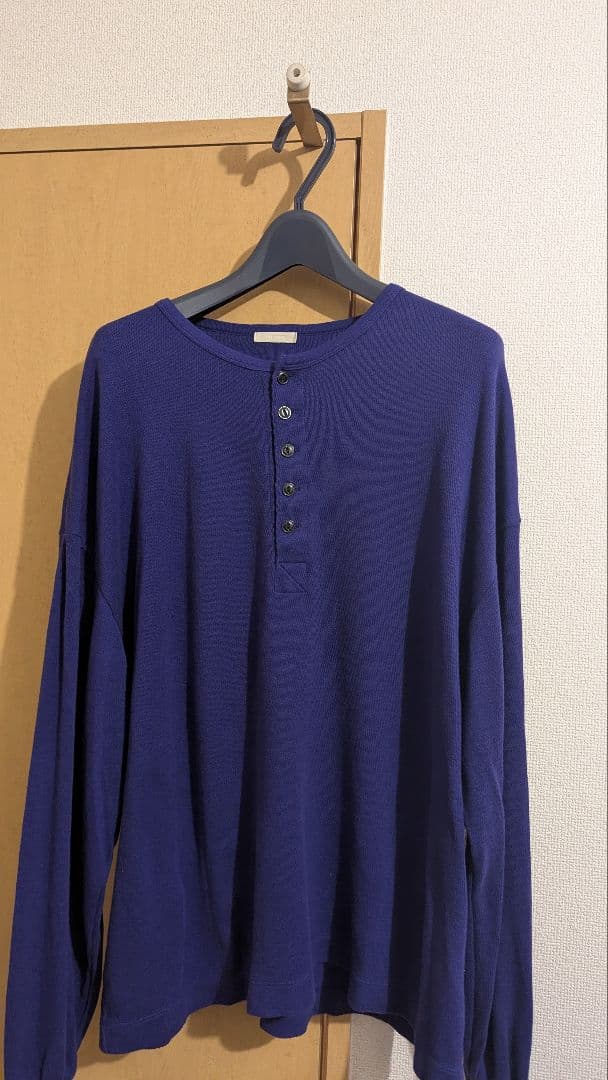 25aw ULTERIOR コットン カシミヤ ハニカム ヘンリーネック トップ