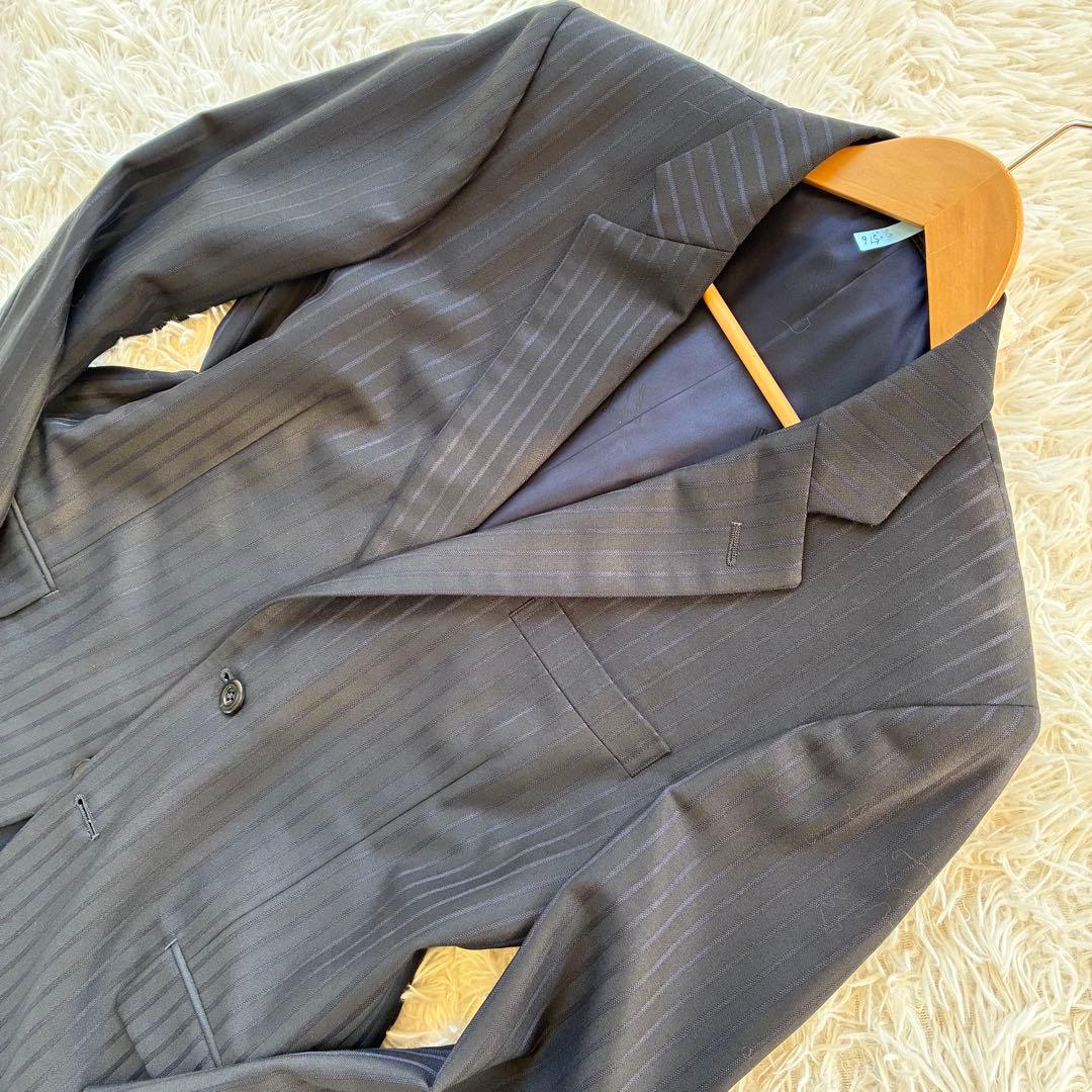 美品✨ダンヒル オーダーメイド スーツ ストライプ ネイビー　L相当　裏地ロゴ