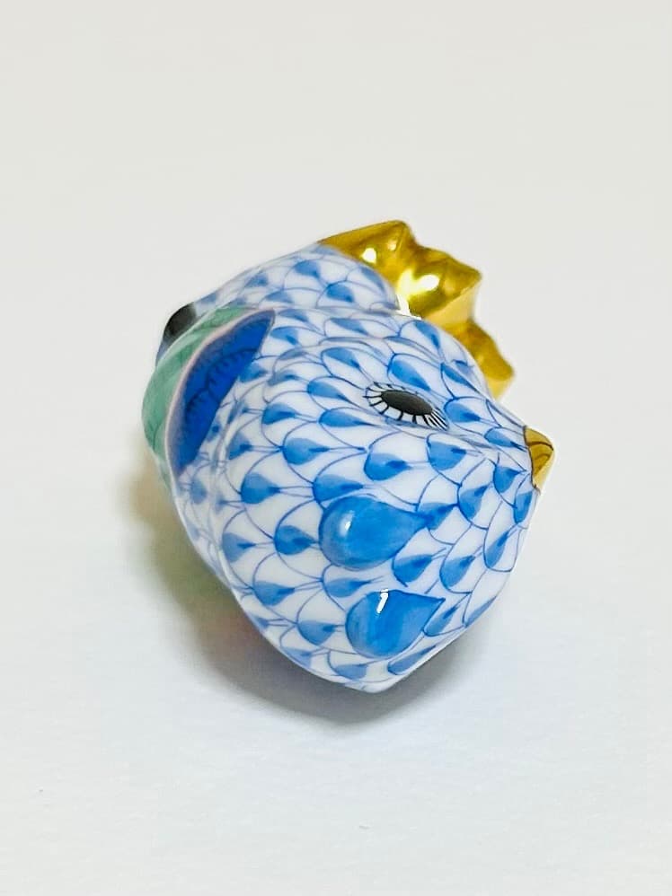 Herendフィギュリン　ミニフクロウ　ヘレンド　ブルー青　磁器