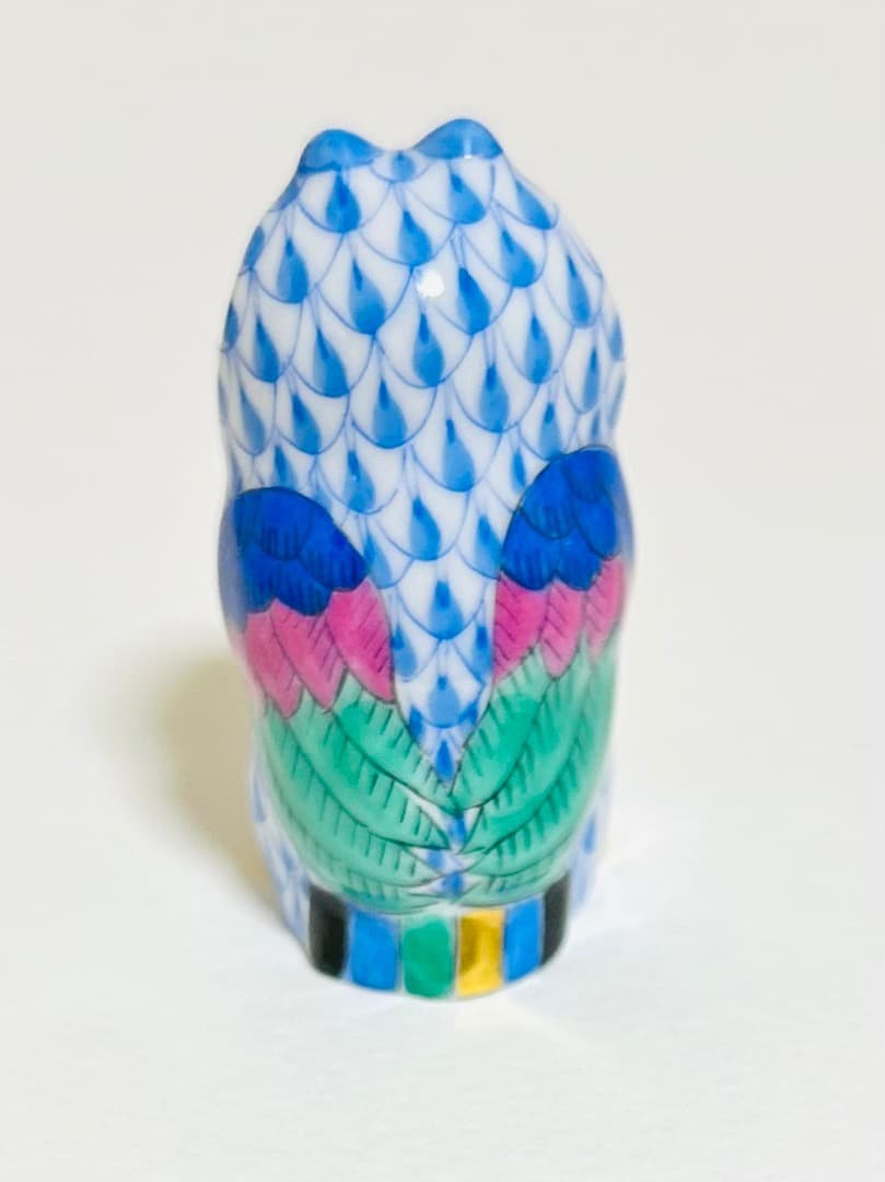 Herendフィギュリン　ミニフクロウ　ヘレンド　ブルー青　磁器