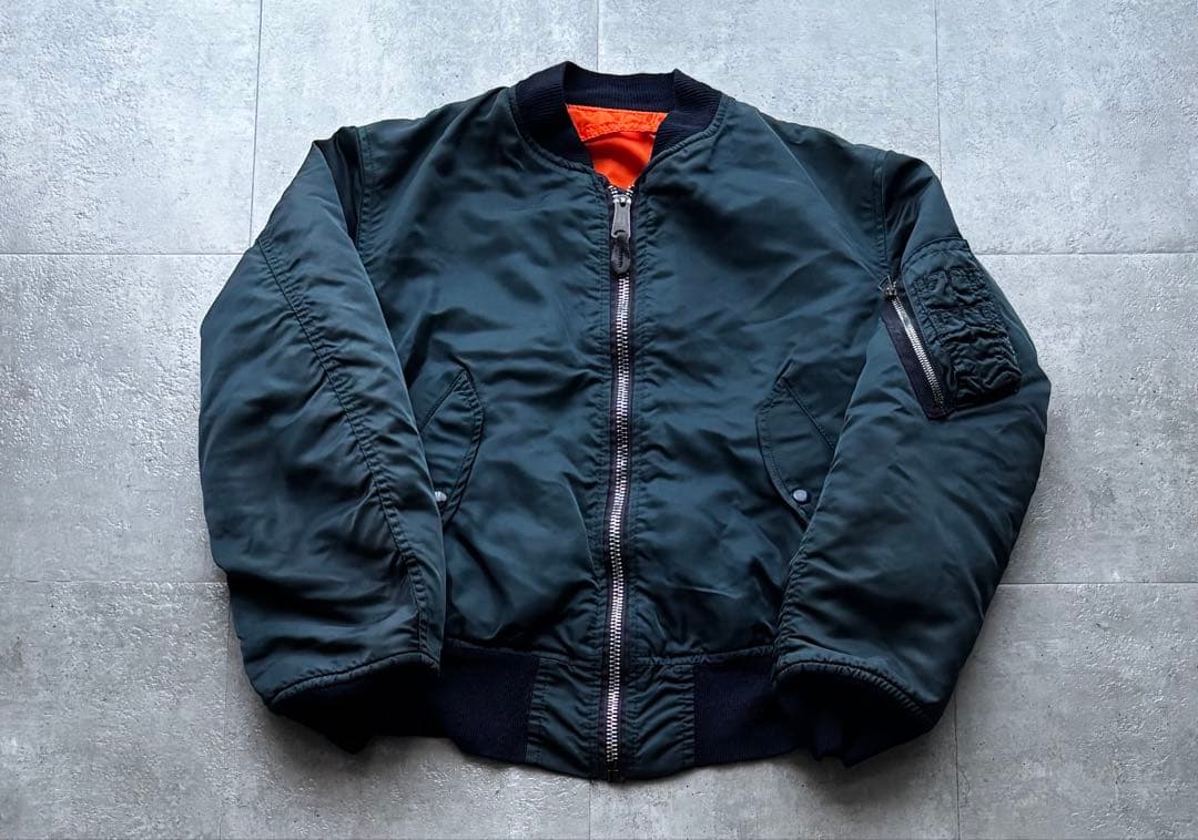 90s USA製　ALPHA MA-1 フライトジャケット　Sサイズ　ネイビー