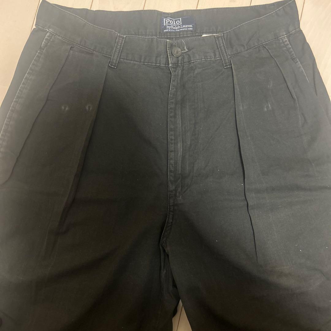 初期タグ80s90sポロチノ USA製 ブラック ２タック