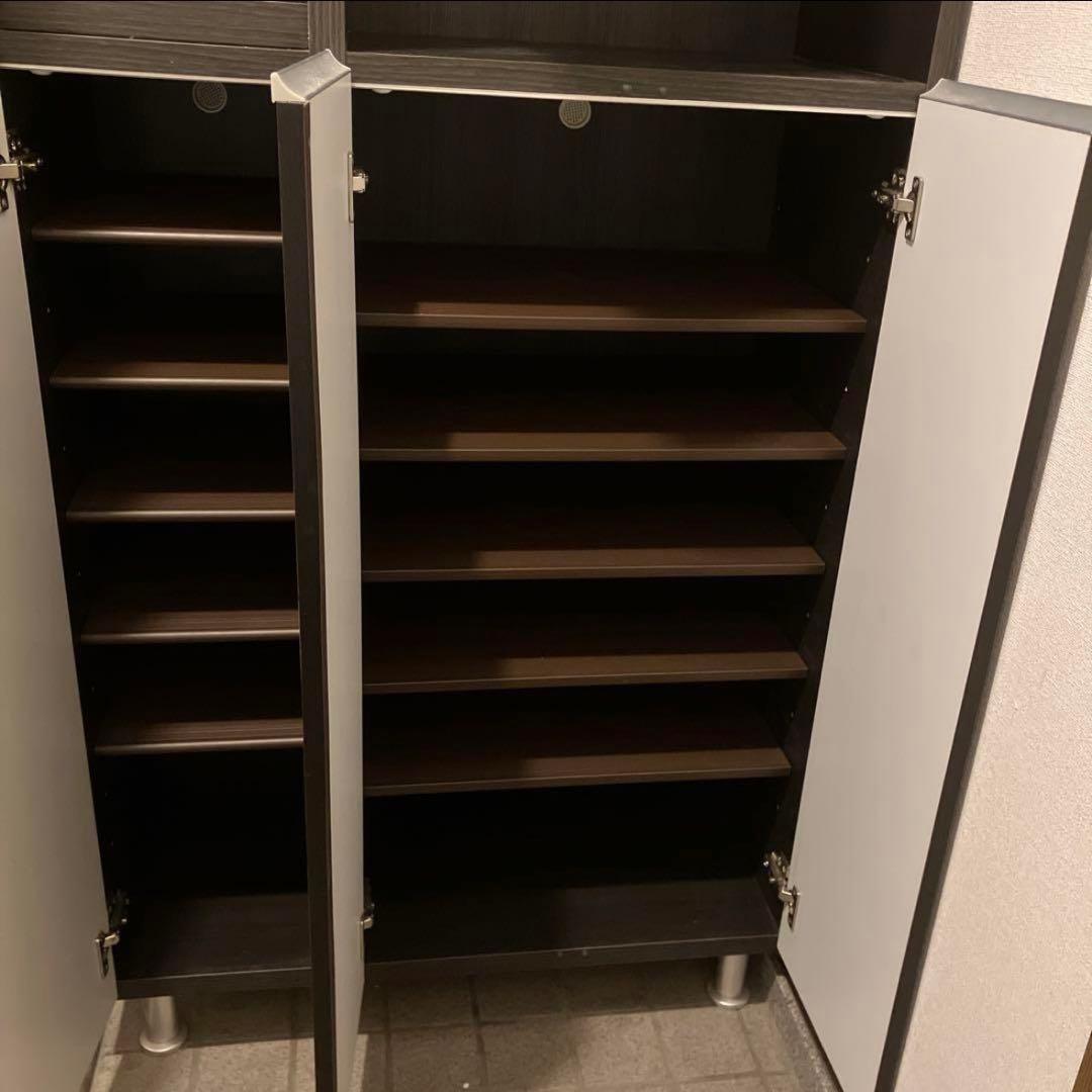 k*マ様 【5月中旬まで出品】ダークブラウン シューズラック ミラー付き